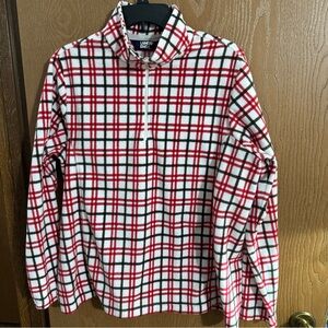 Lands' End Fleece Pullover Plaid Quarter Zip Cozy Top XL perfect